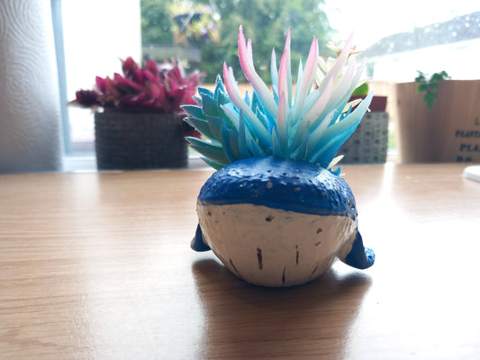 Whale faux cactus planter