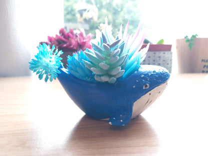 Whale faux cactus planter